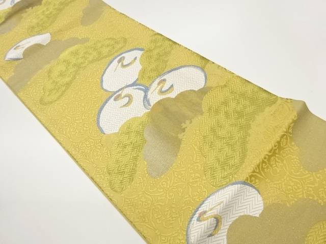 本金引箔抽象鶴に松・葡萄唐草模様織出し袋帯【中古】【着】【袋帯】 15,408円
