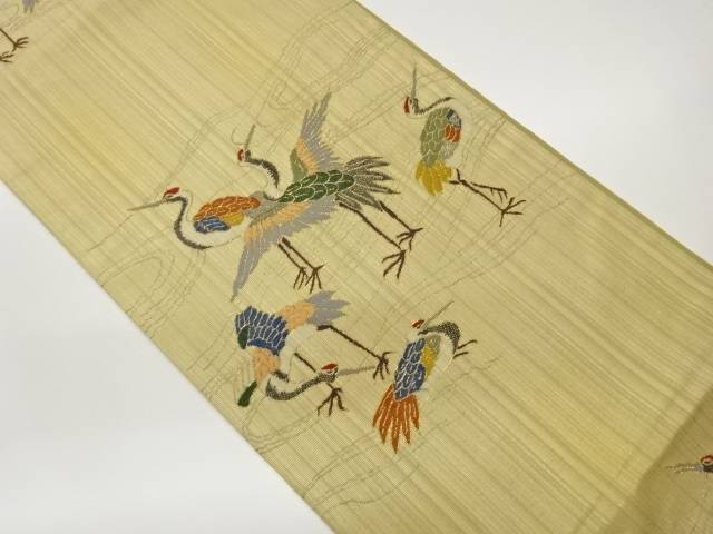 鶴模様織出し袋帯【中古】【着】【袋帯】