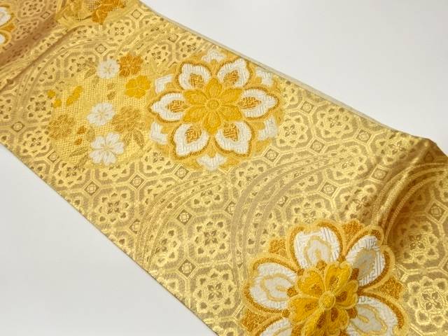 華紋に桜・菖蒲・蜀江文模様織出し袋帯【中古】【着】【袋帯】