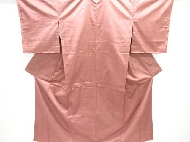 未使用品　横段に花模様織り出し手織り紬着物【着】【紬・お召し】