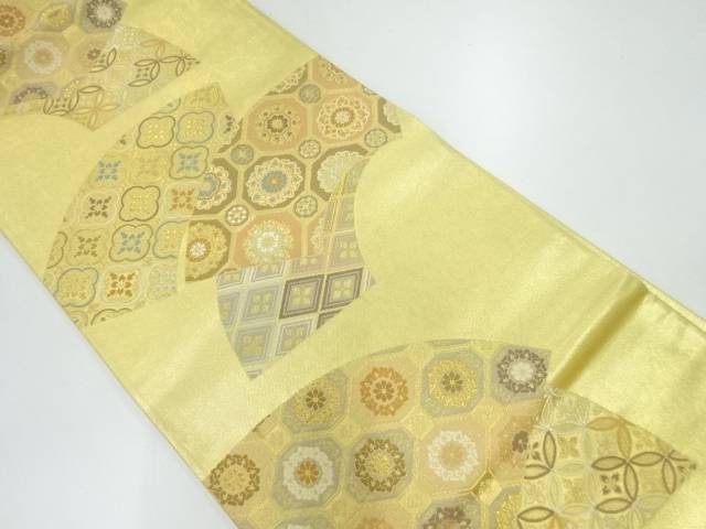 重ね地紙に花蜀江・古典柄織出し袋帯【中古】【着】【袋帯】
