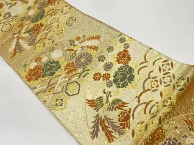 佐賀錦地紙に花鳥・古典柄模様織出し袋帯【中古】【着】【袋帯】 9,702円