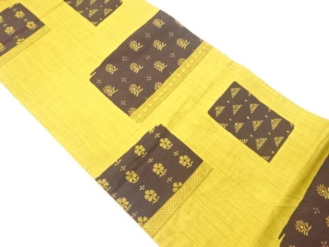 色紙に草花・抽象模様織出し袋帯【中古】【着】【袋帯】