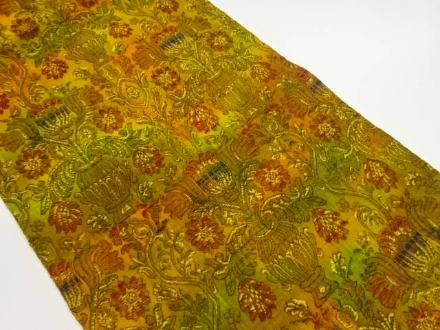 壺に花模様織出し名古屋帯【中古】【着】【名古屋帯】