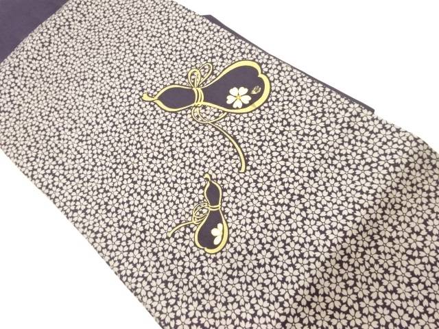 金彩瓢箪に桜尽くし模様刺繍名古屋帯【中古】【着】【名古屋帯】