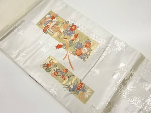 短冊に鳳凰・花々模様織出し名古屋帯【中古】【着】【名古屋帯】 9,198円