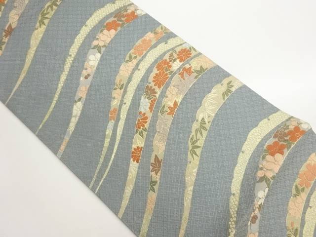 紅葉に花々・幾何学模様織出し袋帯【中古】【着】【袋帯】｜Kimono-Shinei　２号店