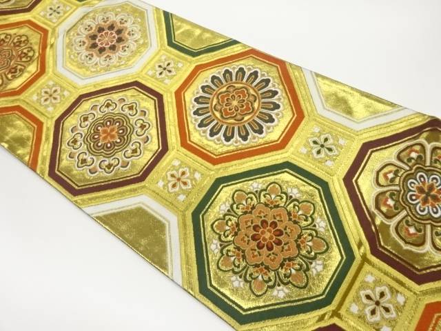 蜀江文に華紋模様織出し袋帯【中古】【着】【袋帯】