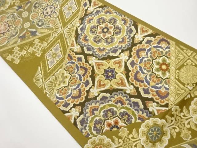 鳳凰に華紋・菱模様織出し袋帯【中古】【着】【袋帯】 24,300円