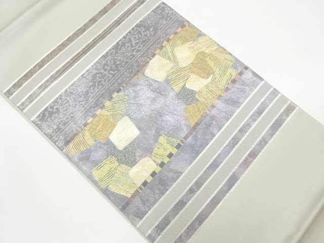 螺鈿横段に四角模様織出し袋帯【中古】【着】【袋帯】