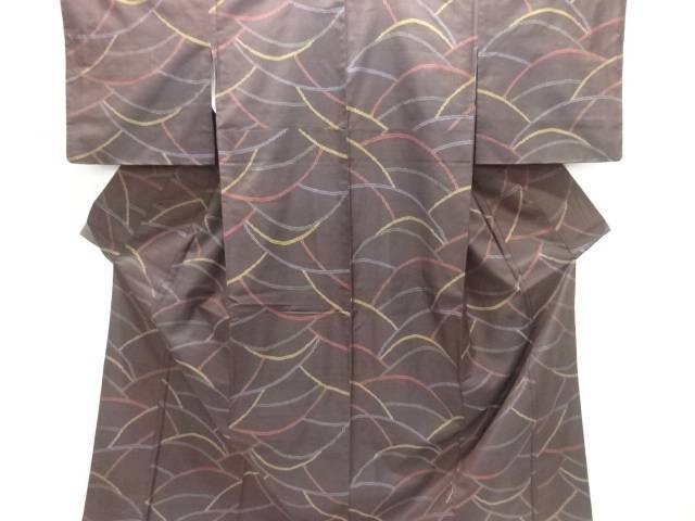 抽象模様織出し本場泥大島紬着物【中古】【着】【紬・お召し】