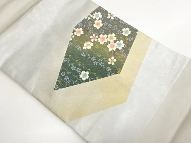 引箔切り嵌め変わり菱に枝垂れ桜模様名古屋帯【中古】【着】【名古屋帯】