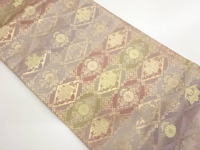 菱に菊・桐模様織出し名古屋帯【中古】【着】【名古屋帯】|Kimono-Shinei 2号店
