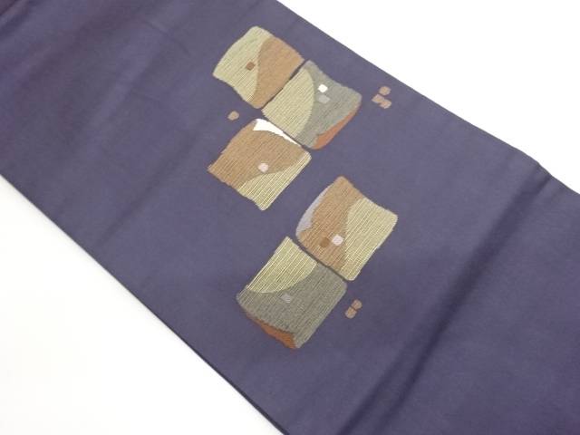 格子模様織出し名古屋帯【中古】【着】【名古屋帯】