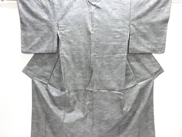 樹木風景模様織り出し西陣お召着物【中古】【着】【紬・お召し】