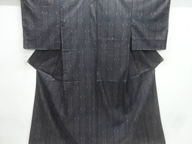 変わり縞模様織出し本場泥大島紬着物(5マルキ)【中古】【着】【紬・お召し】