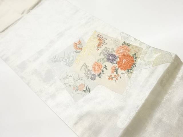 引箔色紙に蝶・草花・古典柄模様織出し名古屋帯【中古】【着】【名古屋帯】 8,946円