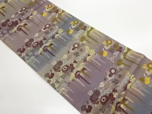 唐織秋草に松藤模様織出し袋帯【中古】【着】【袋帯】