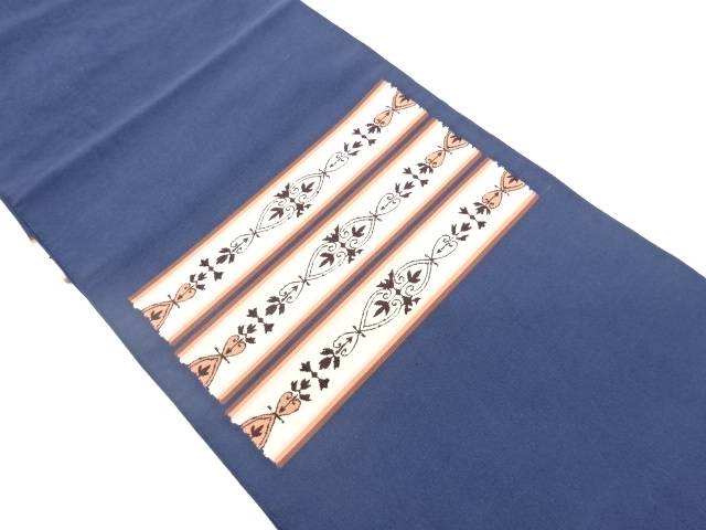 綴れ横段に抽象草花模様織出し名古屋帯【中古】【着】【名古屋帯】
