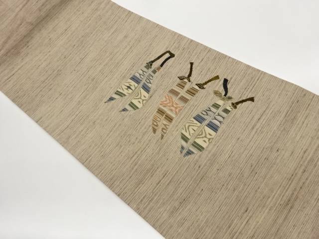 パッチワーク抽象唐辛子模様名古屋帯【中古】【着】【名古屋帯】