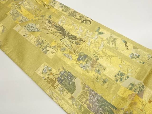 短冊に草花・群鶴模様織出し袋帯【中古】【着】【袋帯】|Kimono-Shinei 2号店