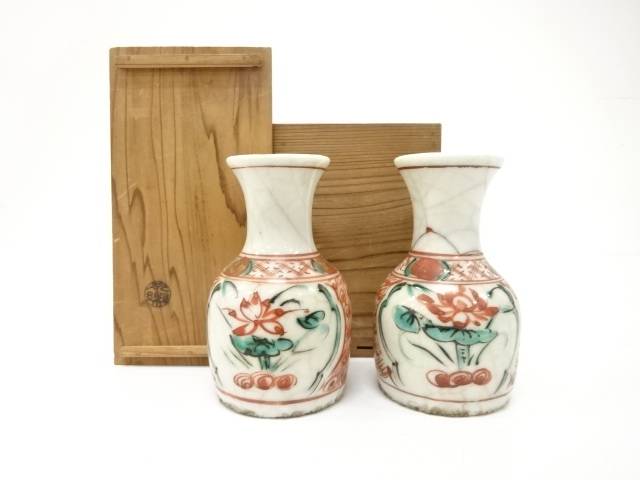 千家十職　永楽善五郎(十五代正全)造　赤絵　徳利　一対【中古】【道】 13,032円