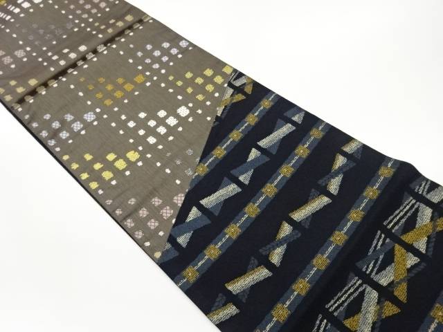 金通し抽象模様織出し袋帯【中古】【着】【袋帯】