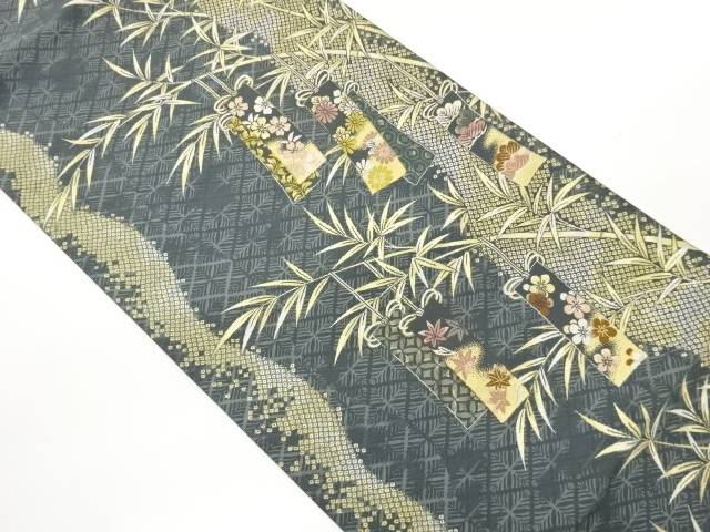 竹に短冊・花々模様織出し袋帯【中古】【着】【袋帯】|Kimono-Shinei 2号店