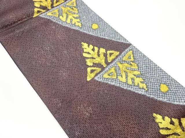 紙布金彩抽象模様織出し袋帯【中古】【着】【袋帯】