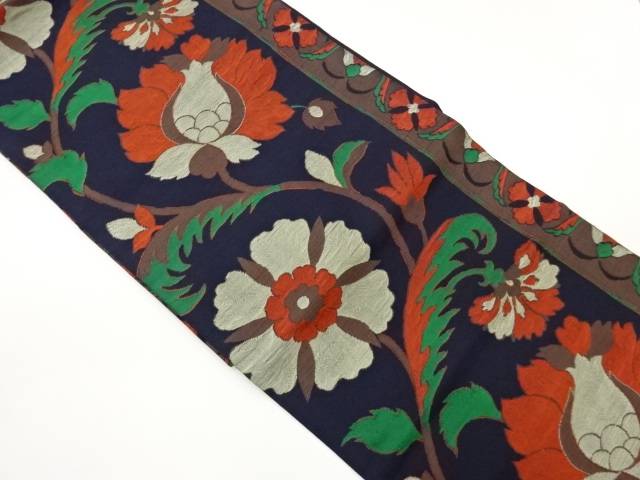 花唐草模様織出し名古屋帯【中古】【着】【名古屋帯】