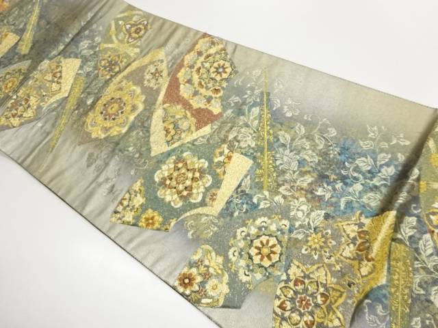 引箔地紙に華文模様織出し袋帯【中古】【着】【袋帯】 17,700円