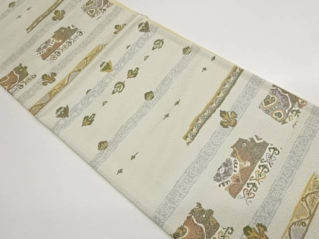 横段に変わり草花模様織出し袋帯【中古】【着】【袋帯】|Kimono-Shinei 2号店