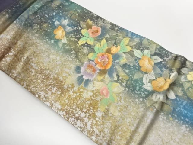 金彩螺鈿花々模様名古屋帯【中古】【着】【名古屋帯】