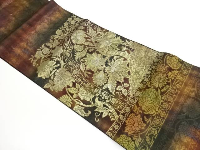花唐草模様織出し名古屋帯【中古】【着】【名古屋帯】