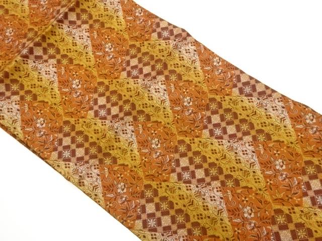切り嵌め風花唐草模様織出し名古屋帯【中古】【着】【名古屋帯】