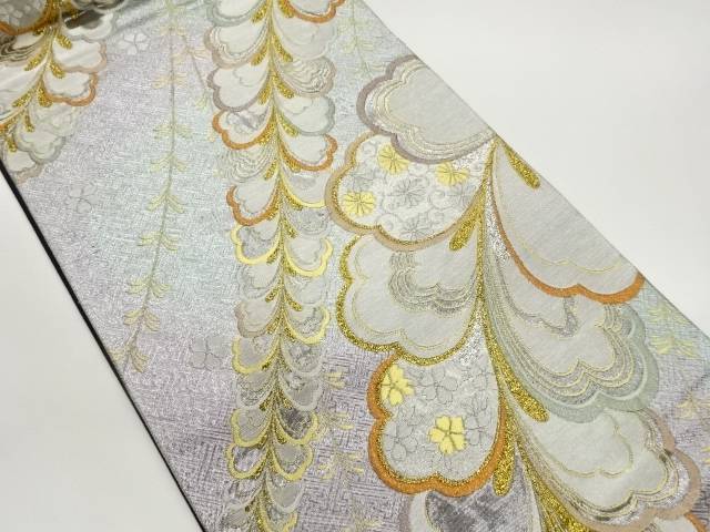 佐賀錦柳に抽象藤模様織出し名古屋帯【中古】【着】【袋帯】