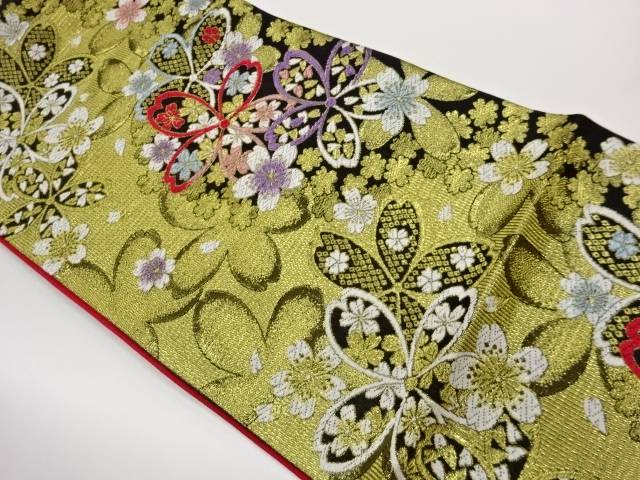 桜尽くし模様織出し袋帯【中古】【着】【袋帯】