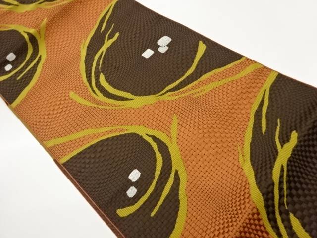 本場筑前博多抽象丸文模様名古屋帯【中古】【着】【名古屋帯】