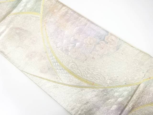 霞に枝花模様織り出し　袋帯【中古】【着】【袋帯】