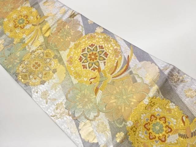斜線に華紋・鳳凰・桜尽くし模様織出し袋帯【中古】【着】【袋帯】｜Kimono-Shinei　２号店 20,661円