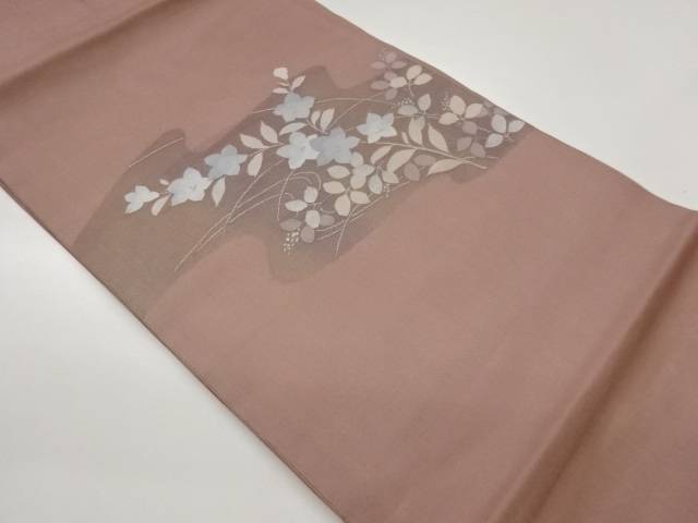 紗 桔梗に霞模様織出し名古屋帯【中古】【着】【名古屋帯】