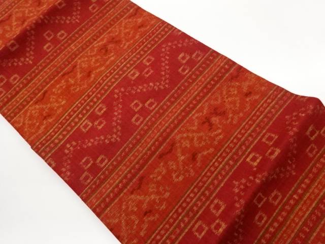 手織り紬横段に幾何学模様名古屋帯【中古】【着】【名古屋帯】｜Kimono-Shinei　２号店 8,820円