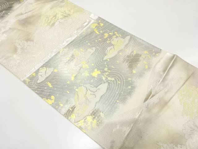 引箔　竜安寺模様織り出し　袋帯【中古】【着】【袋帯】