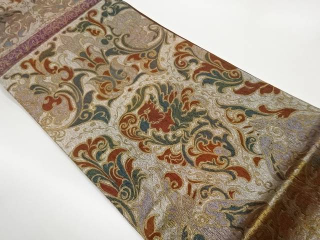 ふくれ織鳳凰に更紗模様織出し袋帯【中古】【着】【袋帯】
