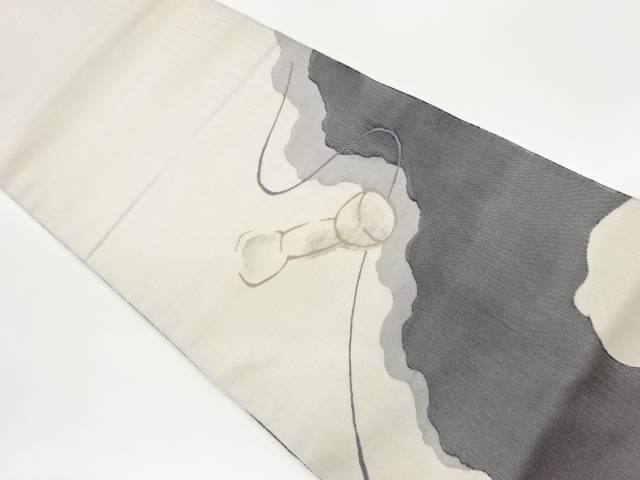道長取に抽象模様織出し袋帯【中古】【着】【袋帯】