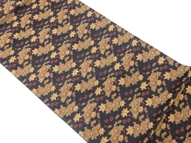 草花模様織出し洒落袋帯【中古】【着】【袋帯】