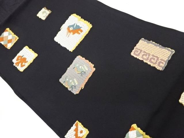 変わり色紙に鳥獣・幾何学模様織出し名古屋帯【中古】【着】【名古屋帯】|Kimono-Shinei 2号店