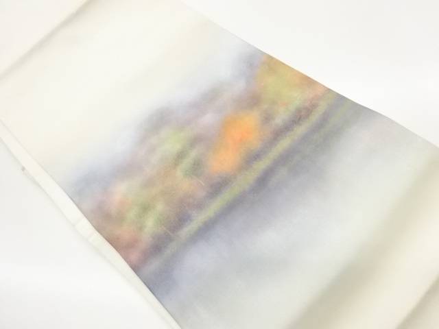 作家物　塩瀬金彩抽象風景模様名古屋帯【中古】【着】【名古屋帯】