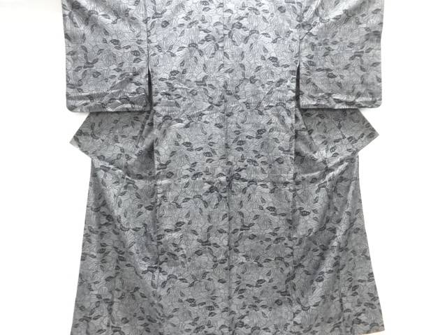 花模様織り出し手織り紬着物【中古】【着】【紬・お召し】