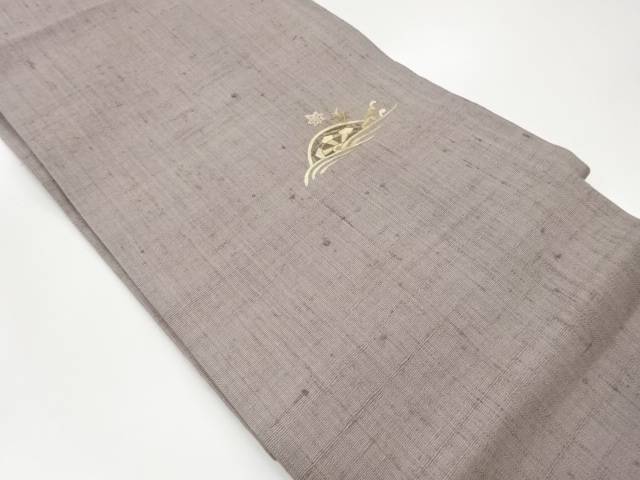 作家物　蓑虫工芸手織り紬波に紅葉片輪車模様名古屋帯【中古】【着】【名古屋帯】
